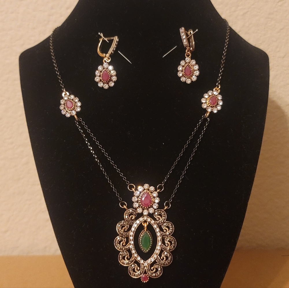 Turkish Vintage Style Jewelry Set forWomen,NEW,2Pcs,Antique,WeddingHandmadeGift - Picture 8 of 8